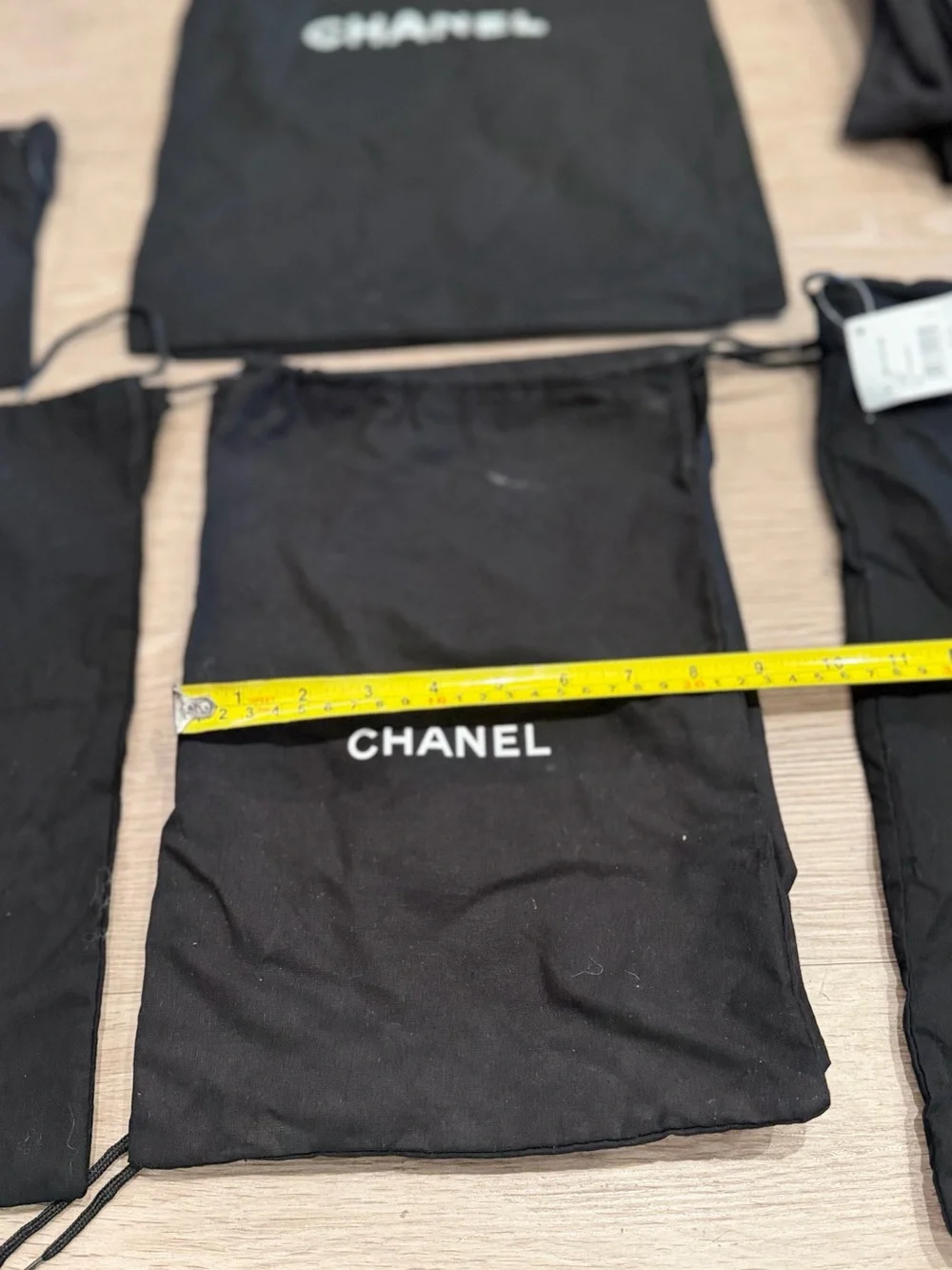 Chanel dusts shoes and hand bags all black bulks assorted sizes 33 total most of